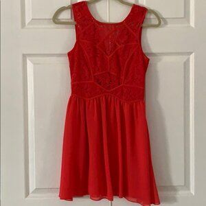 BCBGeneration Coral Lace and Chiffon Dress Sz 2
